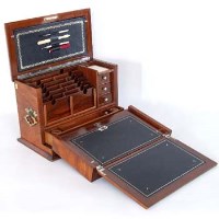 Lot 15 - Victorian walnut table top writing cabinet.