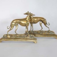 Lot 19 - Pair brass greyhounds.