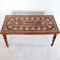 Lot 74 - Inlaid hardwood 'Peacock' table.