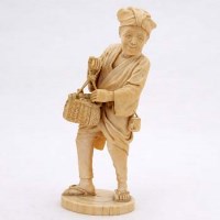 Lot 95 - Ivory okimono of a mushroom picker.