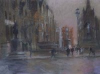 Lot 513 - Marc Grimshaw, Manchester Town Hall and St Anne's Square, Manchester, pastel (2)