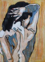 Lot 525 - Rodney Gladwell, Female portrait, mixed media