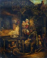 Lot 557 - Continental School, The Knife Grinder, oil