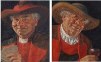Lot 558 - Erwin Eichinger, Male portraits, oil (2)