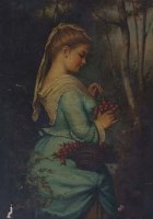 Lot 561 - C. Ambrosi, portrait of girl with cherries, oil