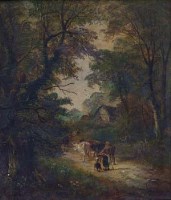 Lot 568 - David Payne, Morning, oil and Charles Wilde, Rural lane, oil (2)