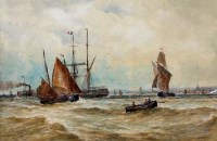 Lot 584 - T.B. Hardy, Shipping off Calais, watercolour