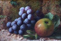 Lot 590 - C.H. Slater, Still life of apples and grapes, watercolour