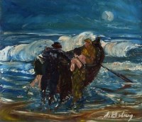 Lot 15 - Pierre de Belay, French fishermen, oil