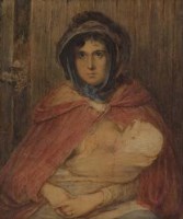 Lot 157 - George Earl, Portrait of the artist's daughter Maud, watercolour