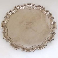 Lot 255 - Silver salver with piecrust rim.