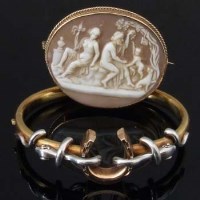 Lot 335 - Unmarked Hinged Bangle Set Horeshoe & Snakes