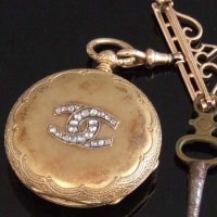Lot 357 - 18ct gold fob watch.