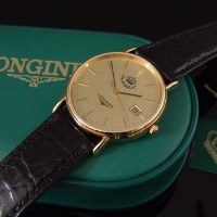 Lot 368 - Longines man's wristwatch, gilt dial with baton
