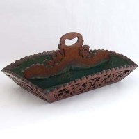Lot 378 - Late Victorian Oak Open-Work Knife Tray