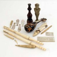 Lot 384 - Tortoiseshell mandolin, some ivory items etc.