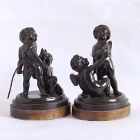 Lot 391 - Pair bronze figures putto