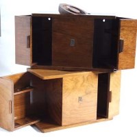 Lot 404 - Two walnut dunhill smokers cabinets.