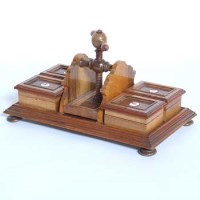 Lot 415 - Walnut card press / games box.