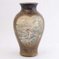 Lot 541 - Japanese Earthenware Blue & Gilt Vase, signed