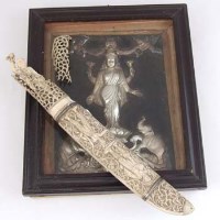 Lot 544 - Indian Silver Panel and an Ivory Paginator