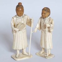 Lot 560 - Pair Japanese sectional figures.