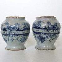 Lot 567 - Pair of English Delft drug jars