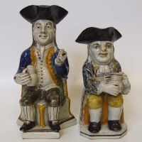 Lot 590 - Two Staffordshire Toby Jugs one modelled as the Squire Pratt Colours.