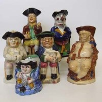 Lot 593 - Six Staffordshire Toby Jugs