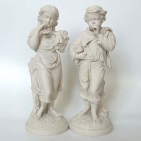 Lot 620 - Pair copeland bisque figures.