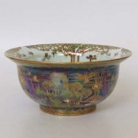 Lot 640 - Wedgwood Fairyland Lustre Bowl - Woodland Elves & Bridge