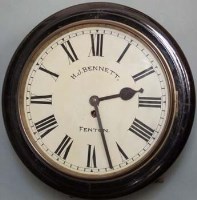 Lot 678 - Fusee dial clock with pendulum and key.