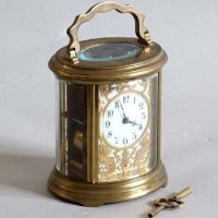 Lot 681 - French brass carriage clock.