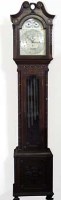 Lot 696 - Edwardian mahogany three train chiming long cased clock