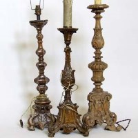 Lot 705 - Three Florentine style carved wood torcheres chairs