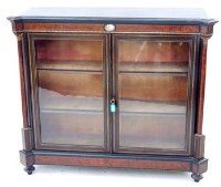 Lot 720 - Victorian Ebonised 2 Door Credenza with Oval Porcelain Panel
