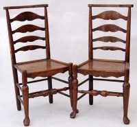 Lot 746 - Pair of ladder back single chairs