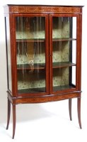 Lot 755 - Edwardian mahogany and inlaid display cabinet.