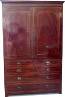 Lot 770 - Sheraton Revival mahogany press or wardrob