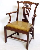 Lot 774 - George III mahogany elbow chair