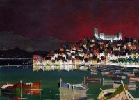 Lot 14 - C.R. Doyly-John, Evening in the Bay of Naples, oil