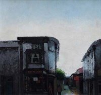 Lot 15 - Philip le Bas, Street scene, oil