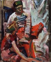 Lot 27 - E. Feldman, seated figure, oil