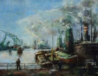 Lot 51 - De Haaeds, Port scene, oil