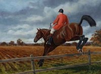 Lot 58 - Peter S. Carter, The Last Hurdle, oil