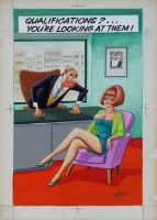 Lot 73 - A.J. Williams, Qualifications?...You're Looking at Them!, gouache