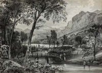 Lot 188 - English School, 19th century, River views with numerous figures, watercolour, en grisaille (2)