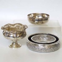Lot 213 - Three white metal dishes