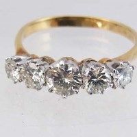 Lot 342 - 18ct gold five stone diamond ring