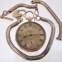 Lot 362 - Cased 14K gold pocket watch with snake watch